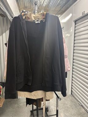 Burberry Black Hooded Zip Jacket with Signature Plaid Lining